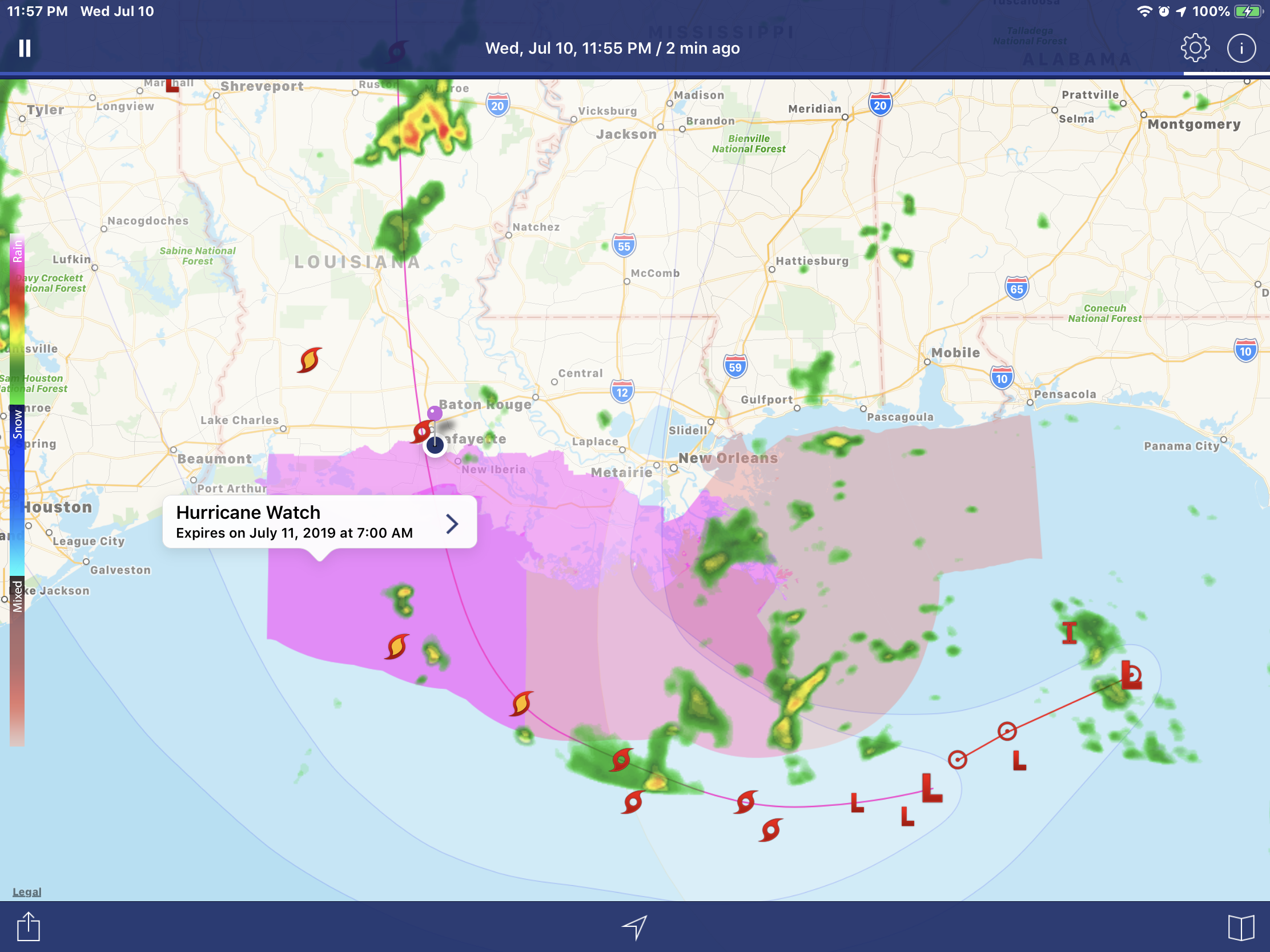 Radar image of the coming storm.