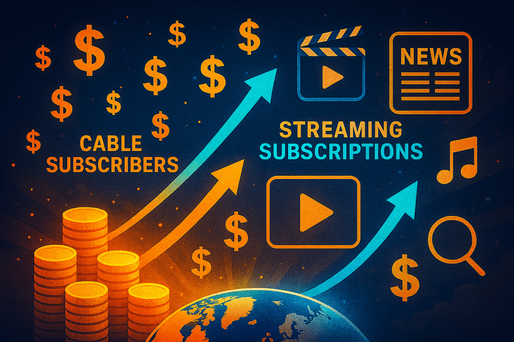 Money flowing from around the world to media. 